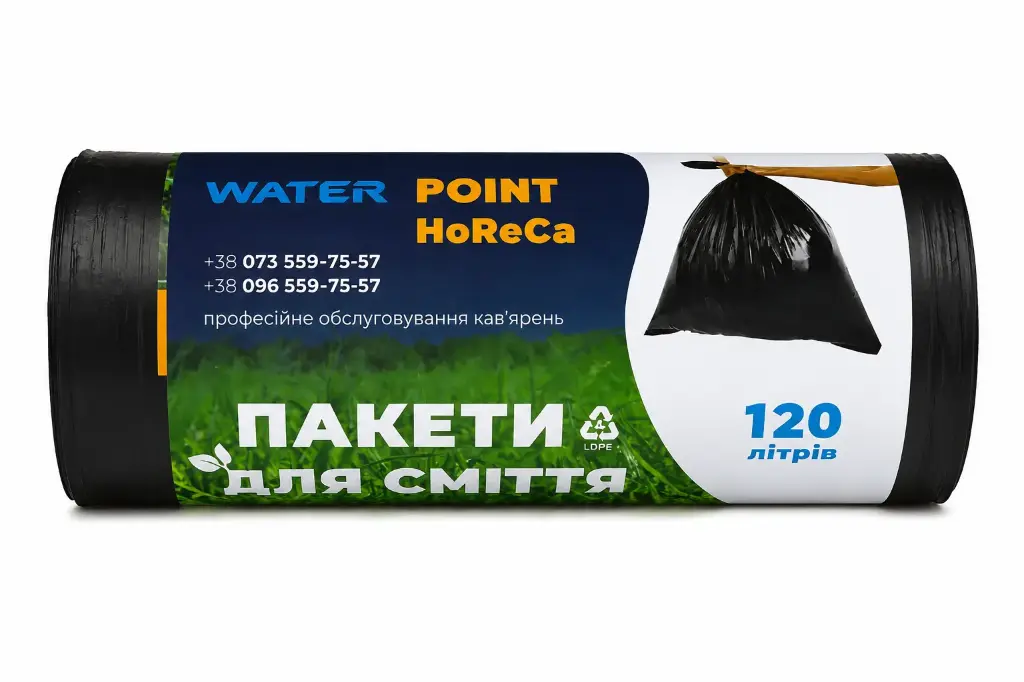 Пакети для сміття 120л 10шт чорні