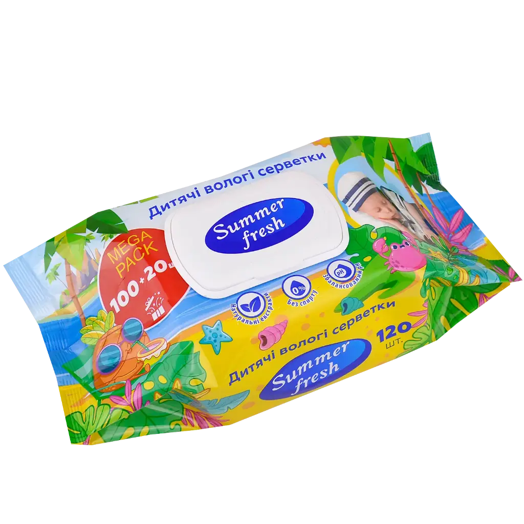 Серветки вологі 120шт Summer fresh