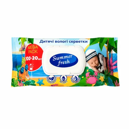 [SKU060] Серветки вологі 120шт Summer fresh
